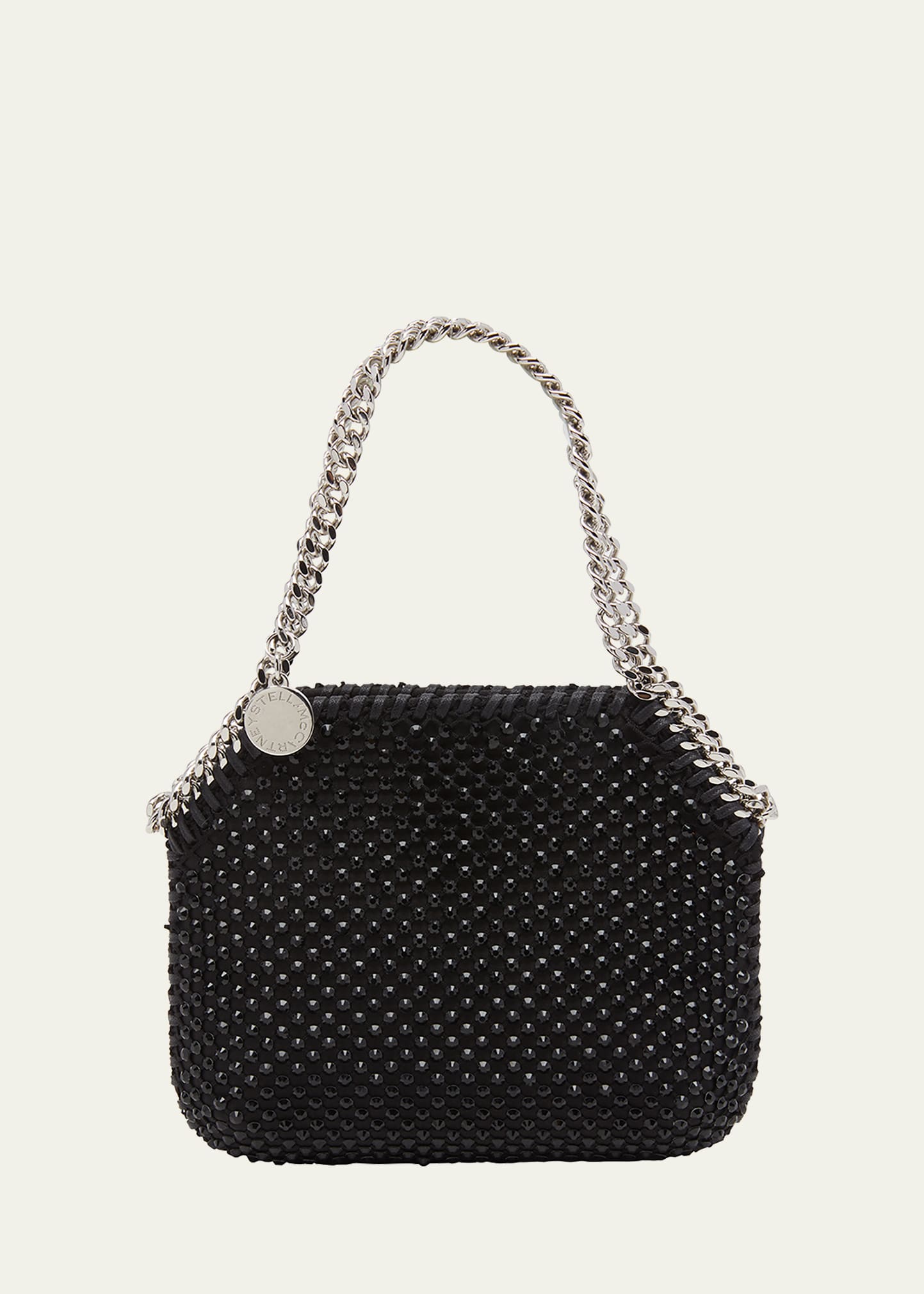 Shop Stella Mccartney Falabella Mini Eco Crystal Shoulder Bag In Black