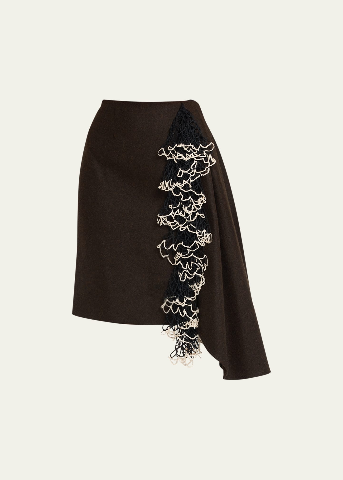 Diotima Chorda Crochet Draped Asymmetric Skirt In Coffee