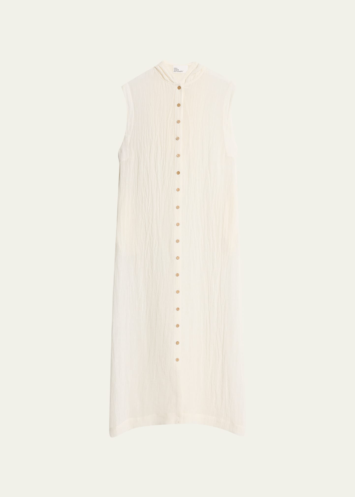 Lisa Marie Fernandez Sheer Button-front Sleeveless Caftan In Wog White Organic