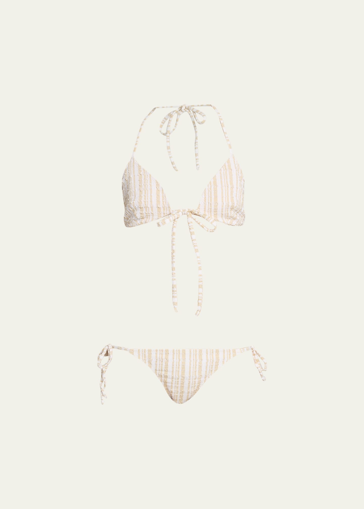 Lisa Marie Fernandez Striped Two-piece Triangle Bikini Set In Wsss White Sand S