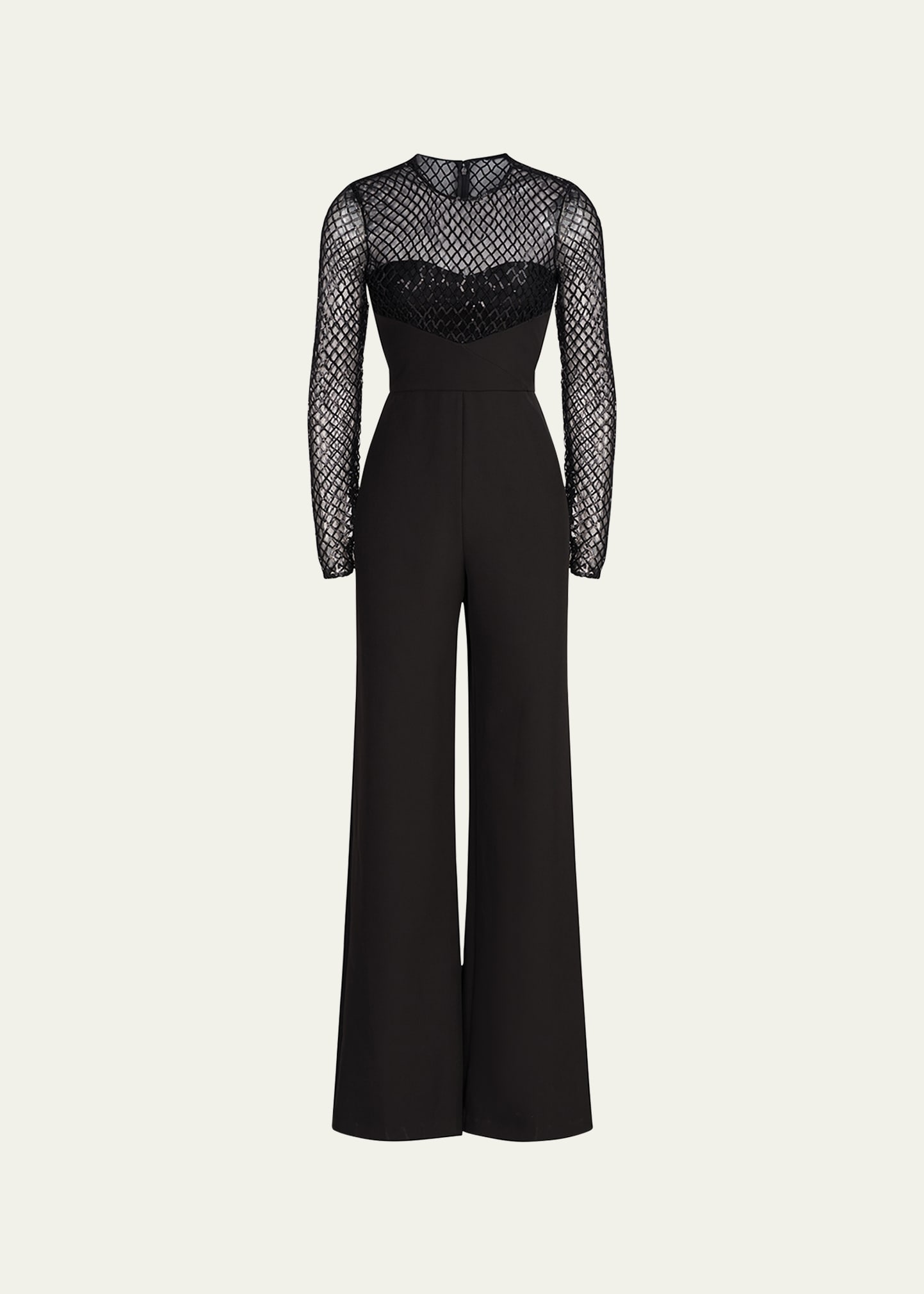 Jac Straight-Leg Sequin Net Jumpsuit