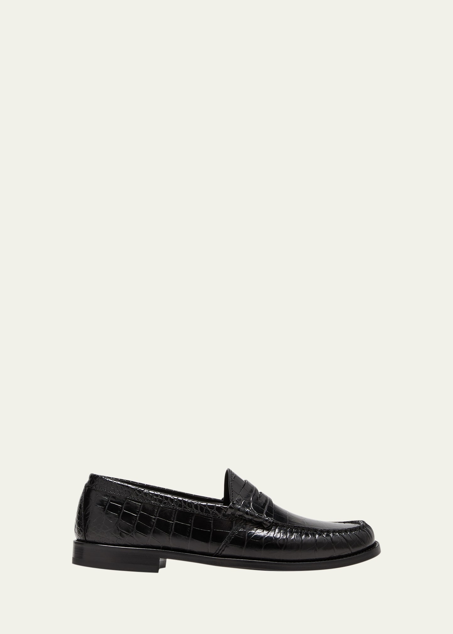 RHUDE MEN'S CROC-EFFECT LEATHER PENNY LOAFERS