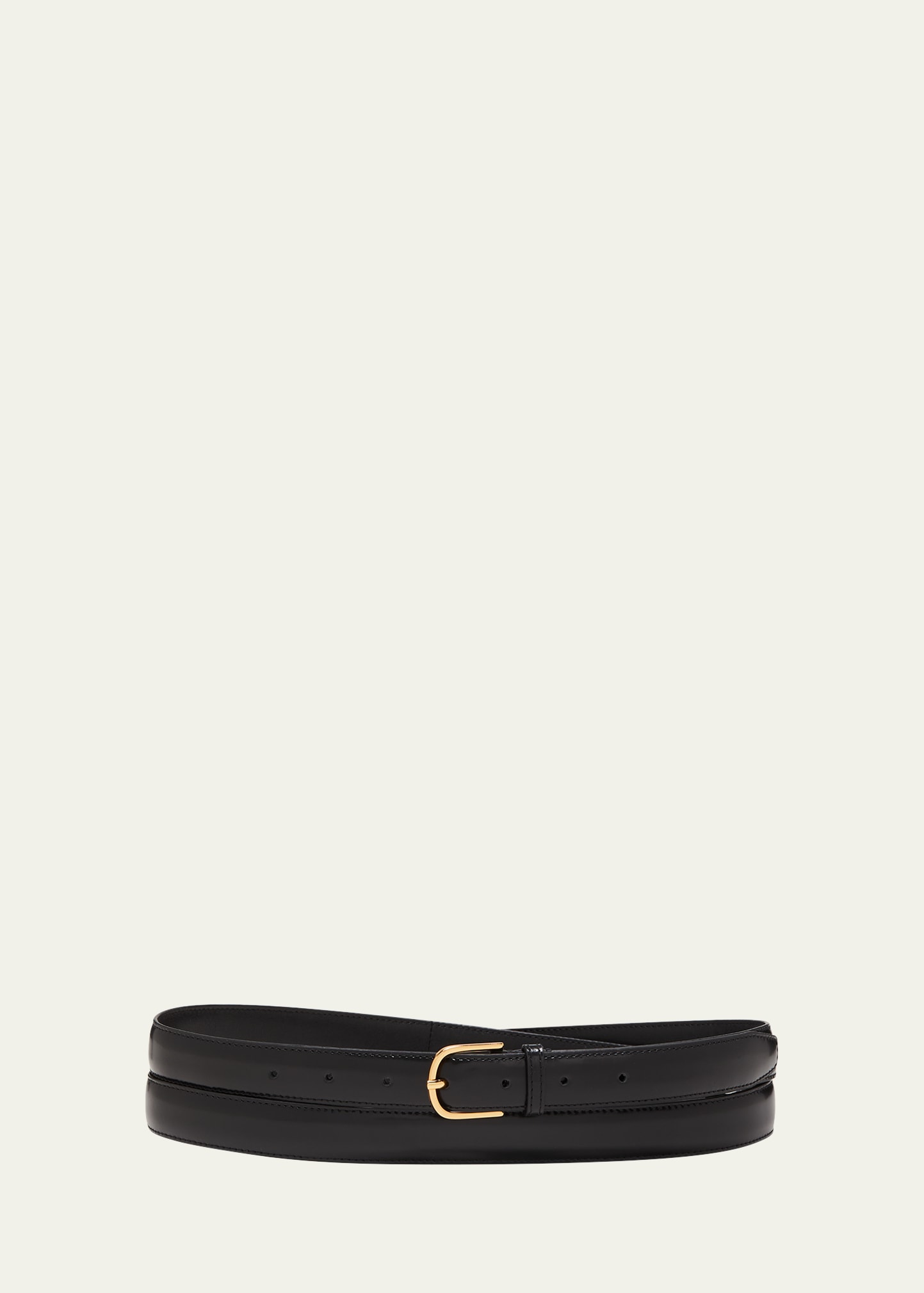 Shop Totême Black Slim Trouser Leather Belt In Black 200
