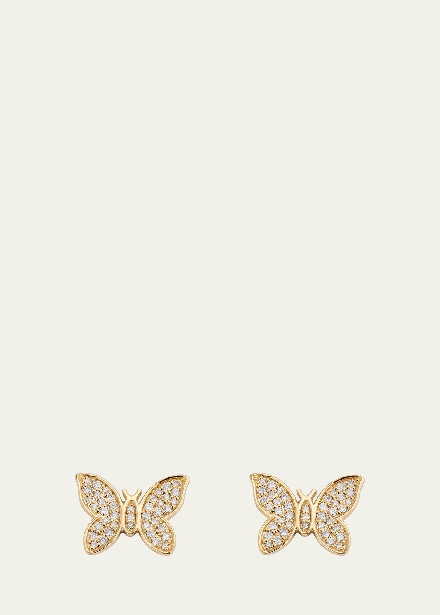 Sydney Evan 14k Gold Diamond Pave Butterfly Stud Earrings In Yg