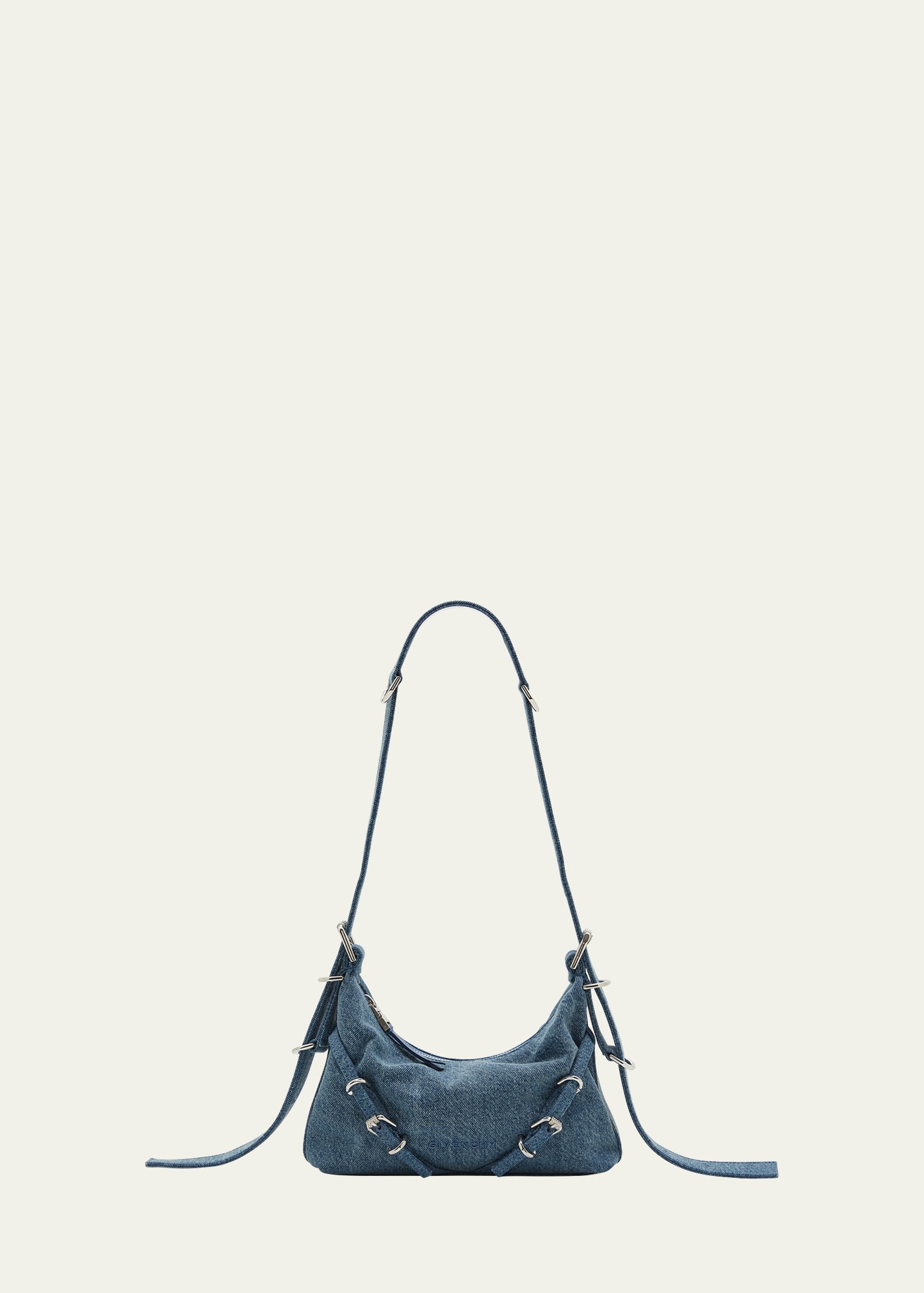 Givenchy Mini Voyou Shoulder Bag In Washed Denim In Medium Blue