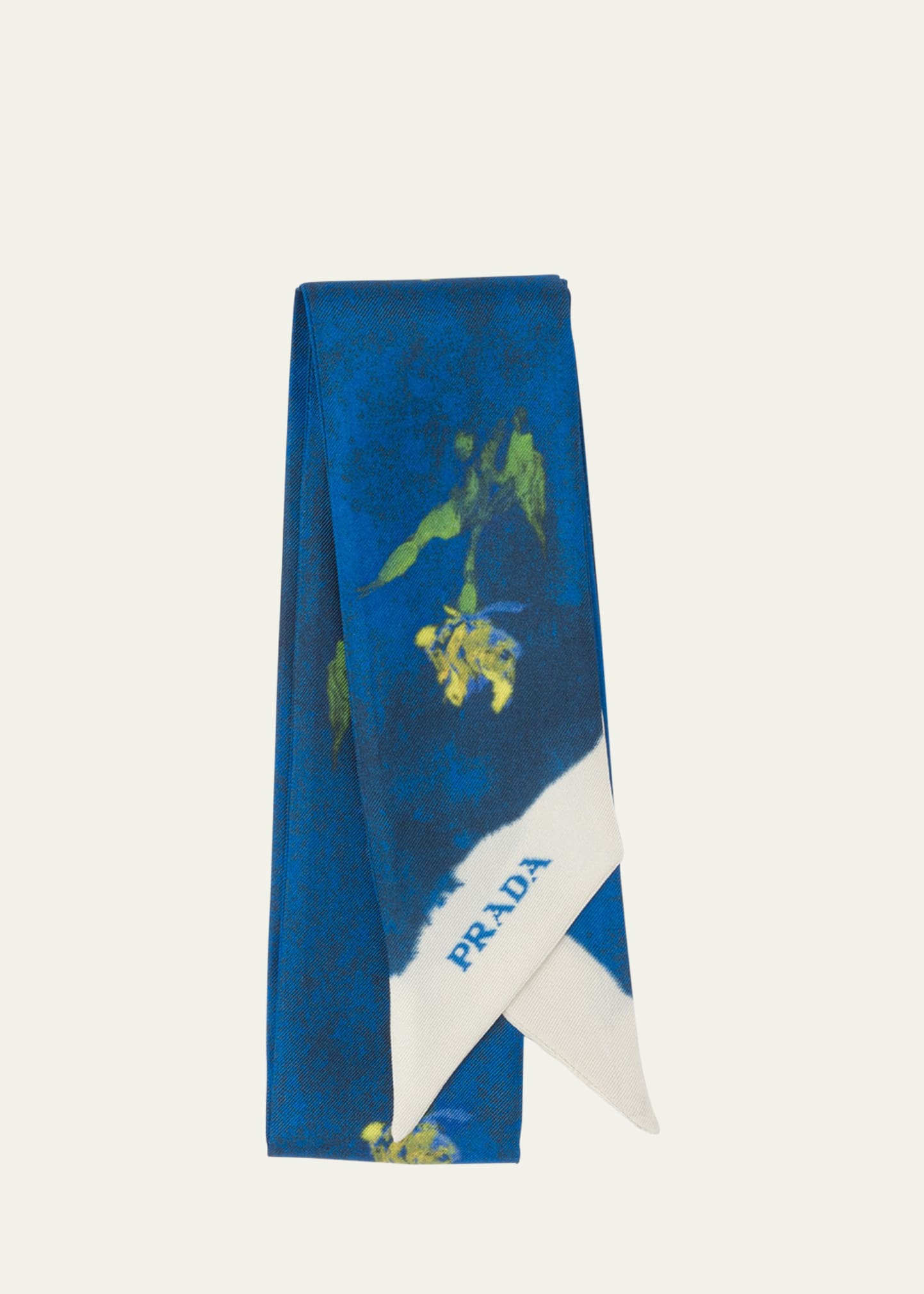 Prada Floral-print Twill Scarf In F0016 Bluette