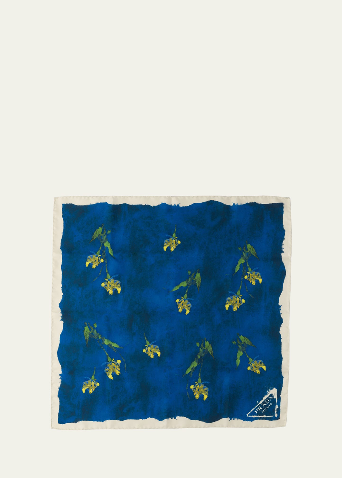 Prada Floral-print Twill Scarf In F0016 Bluette