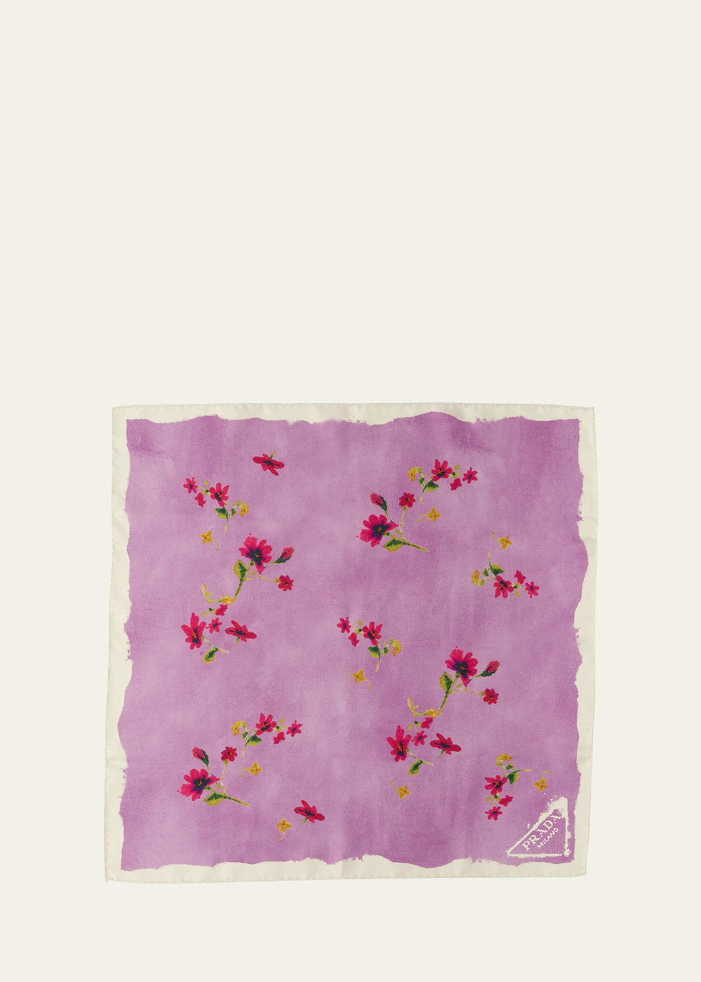 PRADA FLOWER-PRINT SILK TWILL SCARF