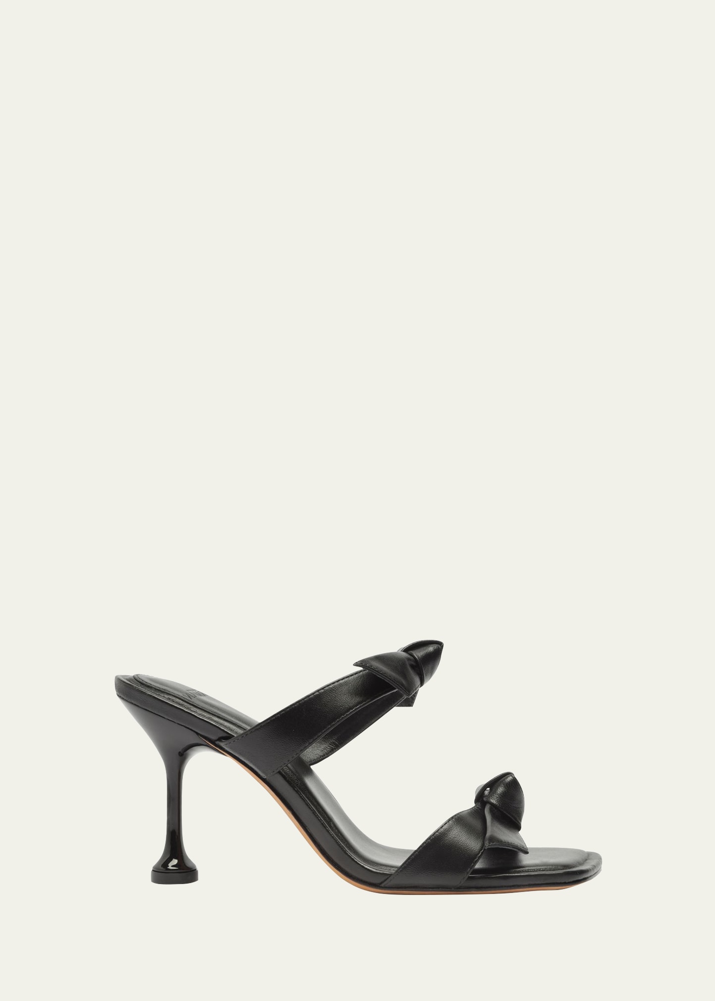 Alexandre Birman Clarita Square Flare 85 Bow-detailed Leather Mules In Black