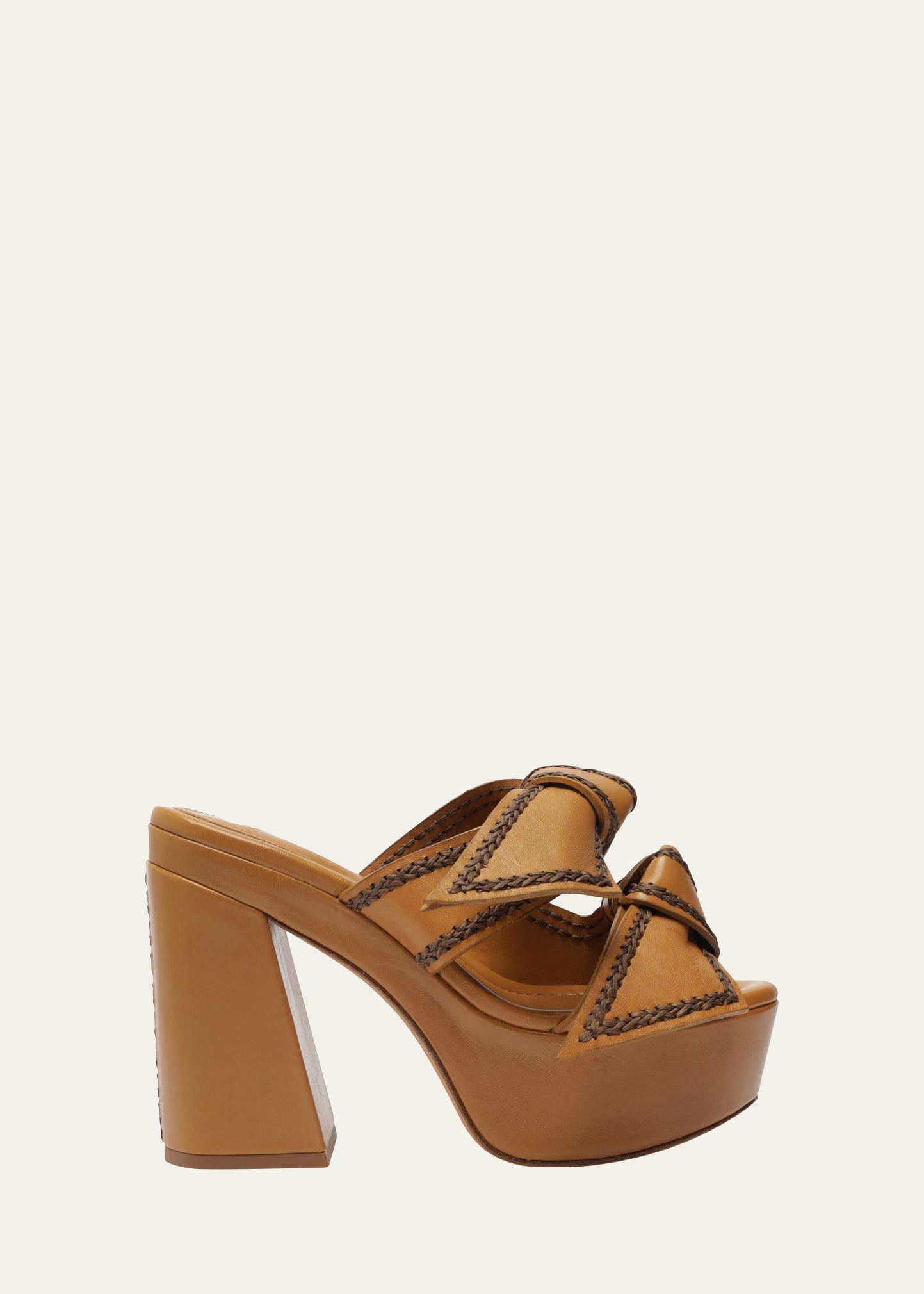 Shop Alexandre Birman Clarita Dual-bow Platform Slide Sandals In Butterscotch