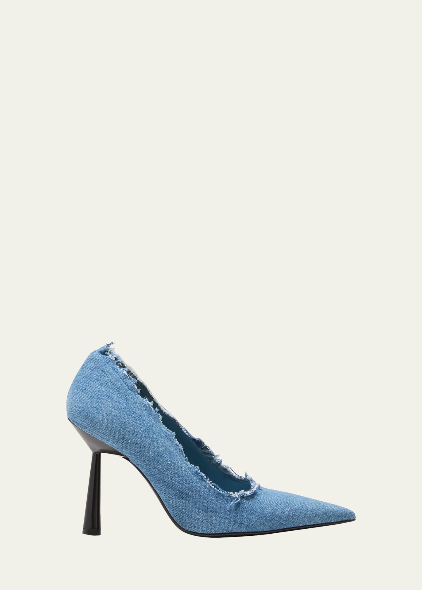 GIA BORGHINI BALANTINE FRAYED DENIM CLASSIC PUMPS