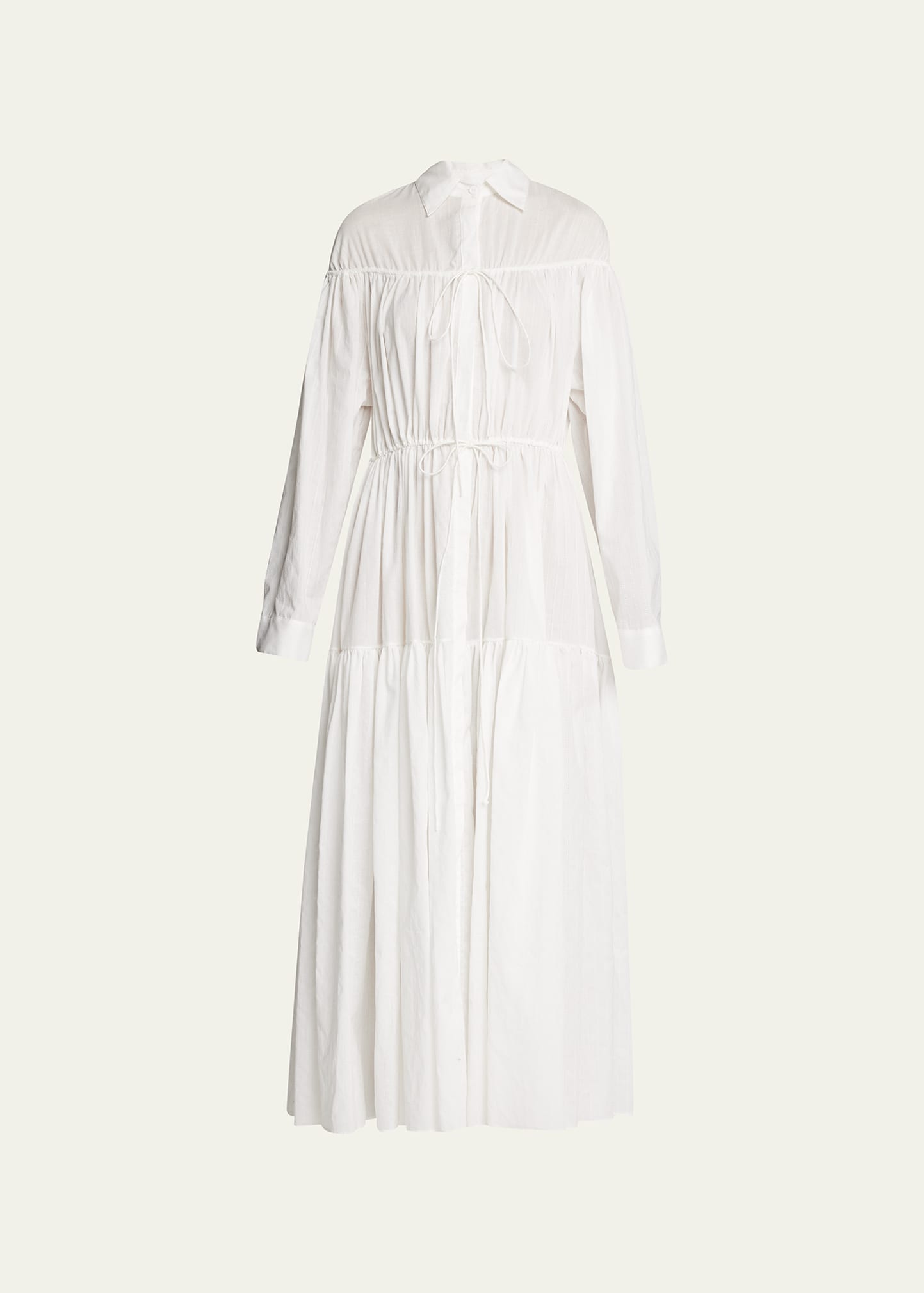 Matteau Tiered Embroidered Crinkled Organic Cotton-voile Maxi Dress In White