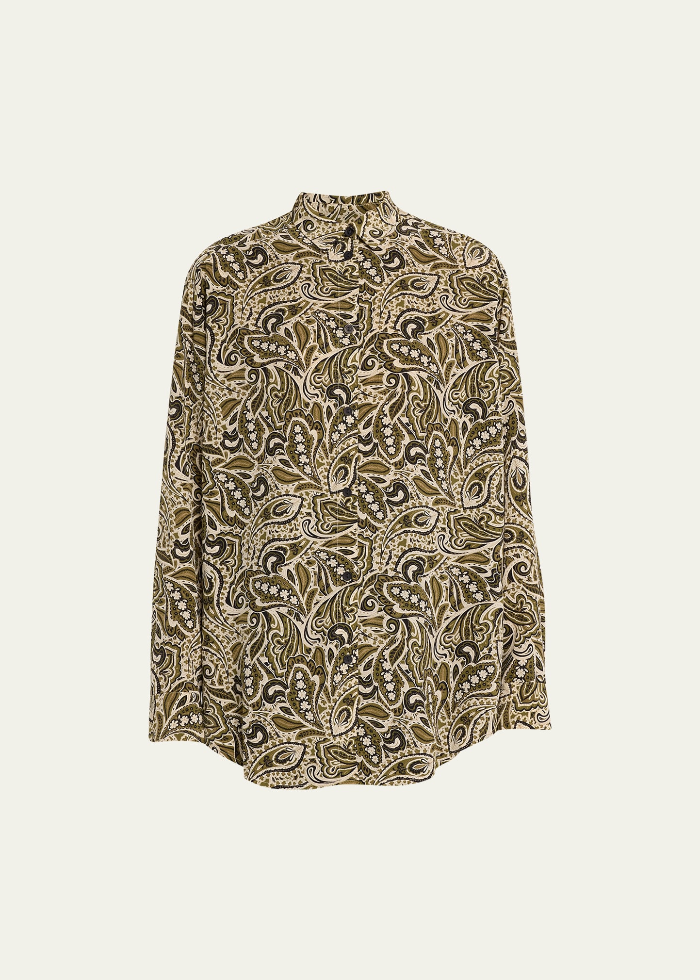 Paisley-Print Long-Sleeve Silk Shirt