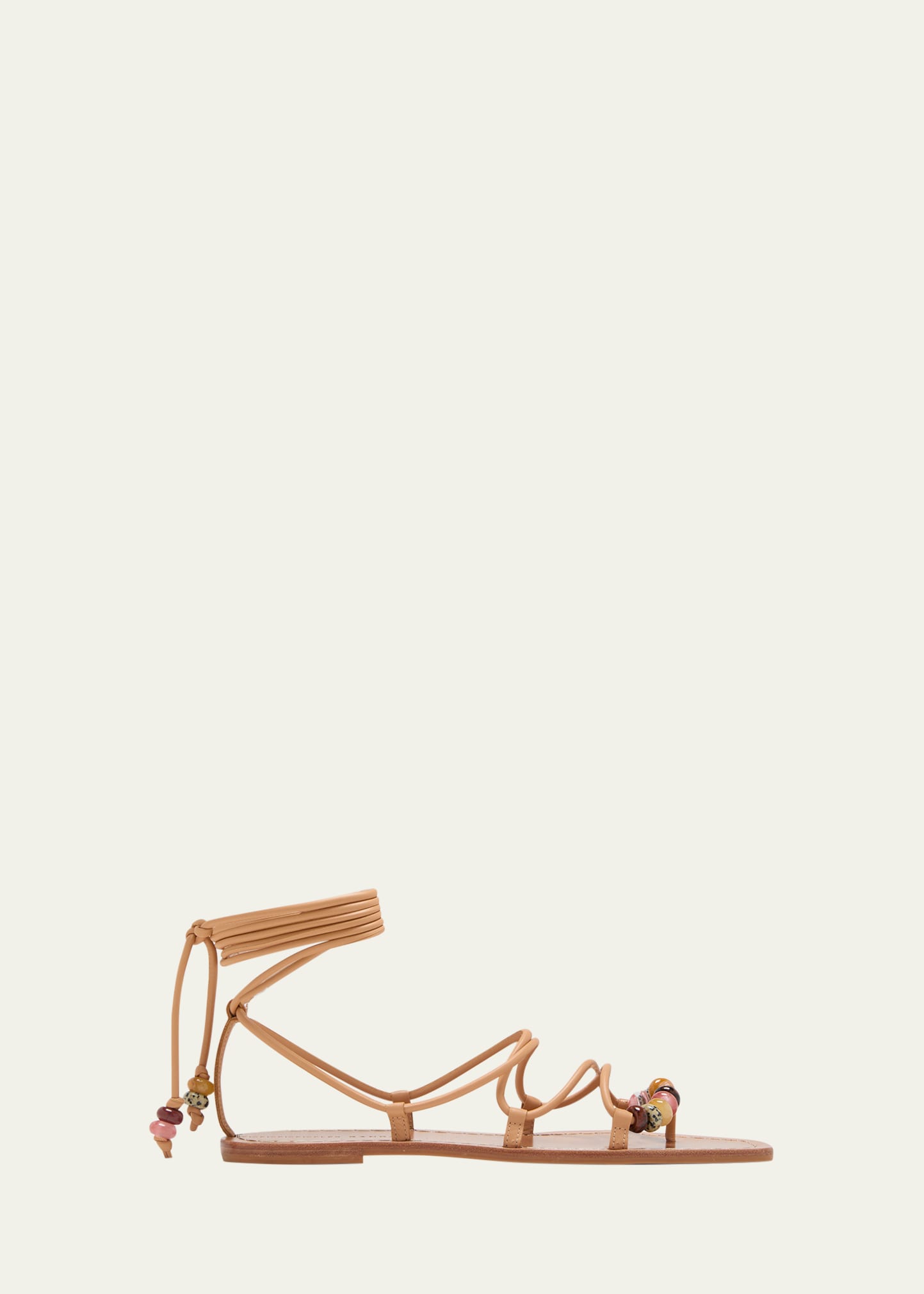 Loeffler Randall Colleen Beaded Lace-up Plank Sandals In Honey