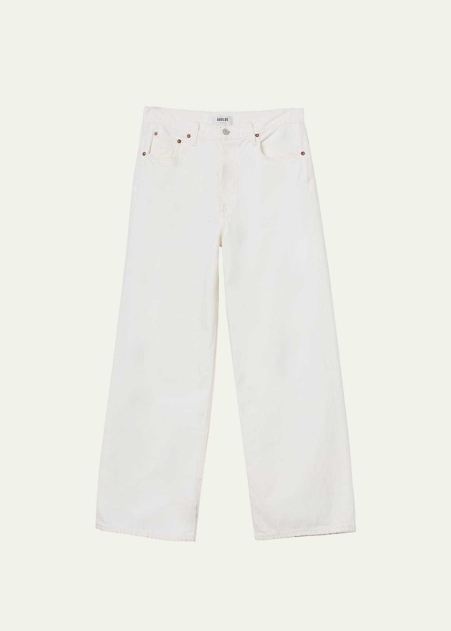 Shop Agolde Low-rise Wide Baggy Jeans In Milkshake Whit