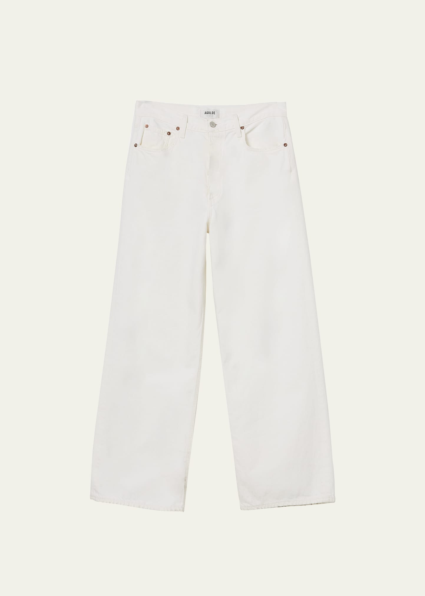 Agolde Low Rise Baggy Organic-denim Jeans In Ivory