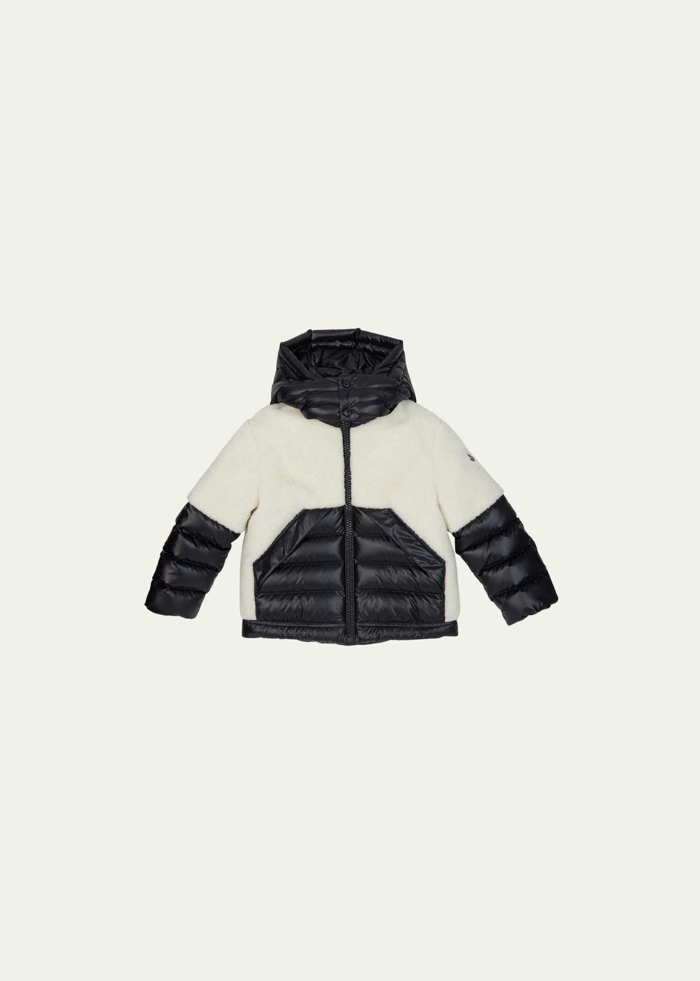 Moncler Kid's Patrick Combo Wool Puffer Jacket In Natural