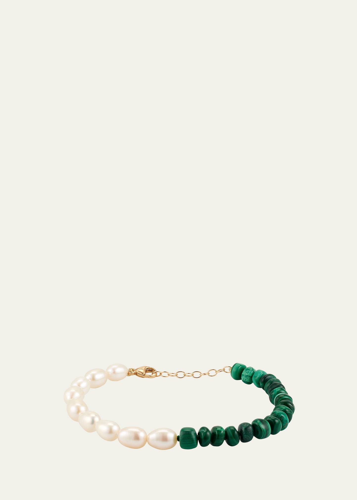 14K Malachite Jumbo Pearl Union Bracelet, 7"L
