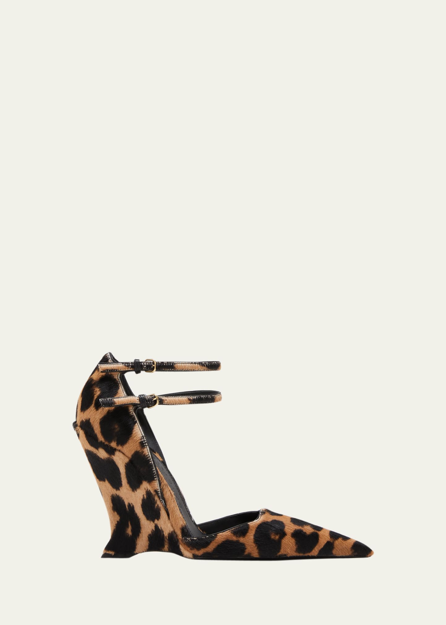 Vidya Leopard-Print Leather Wedge Pumps