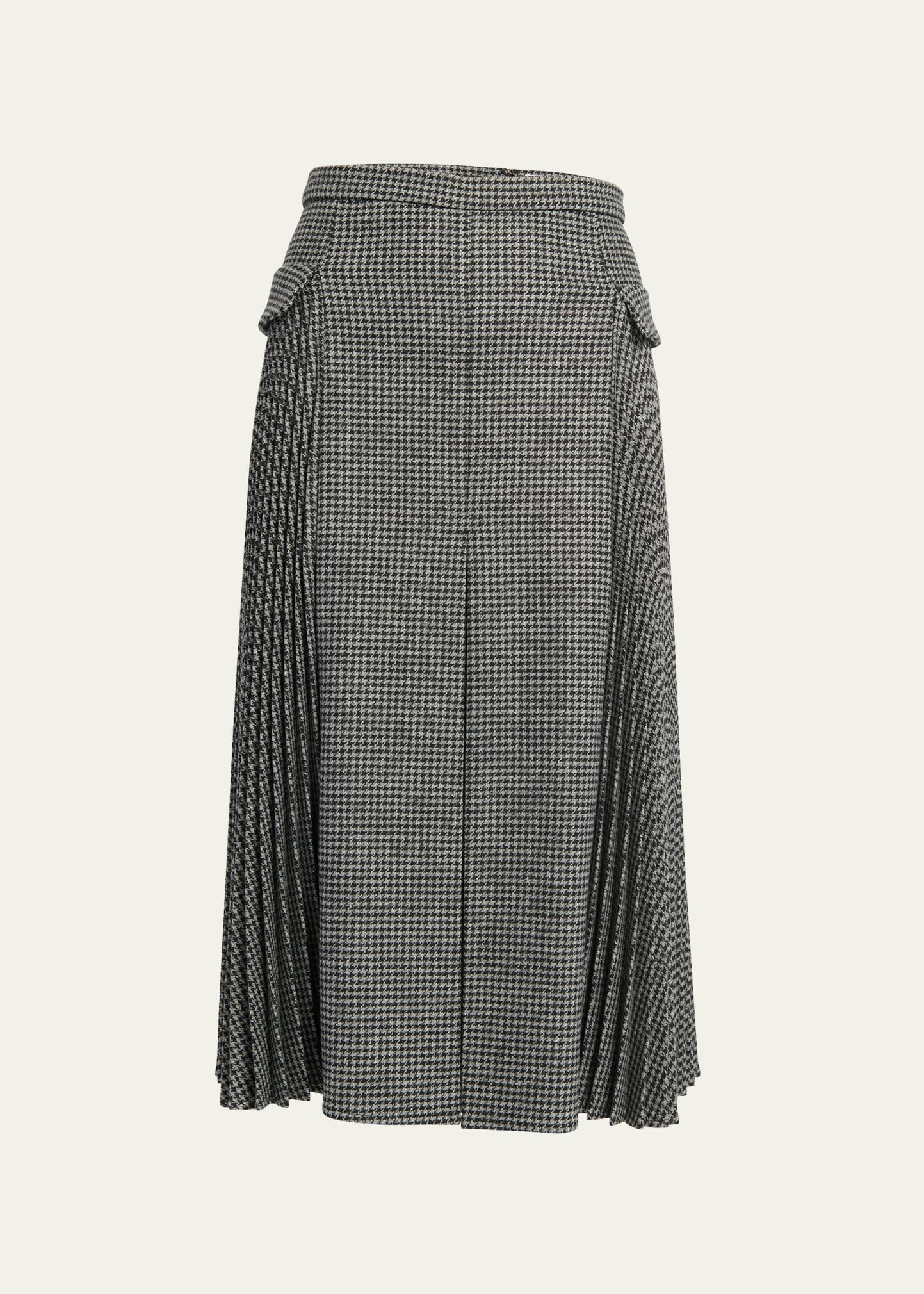 Wool Midi Skirt with Side Pleated Panels