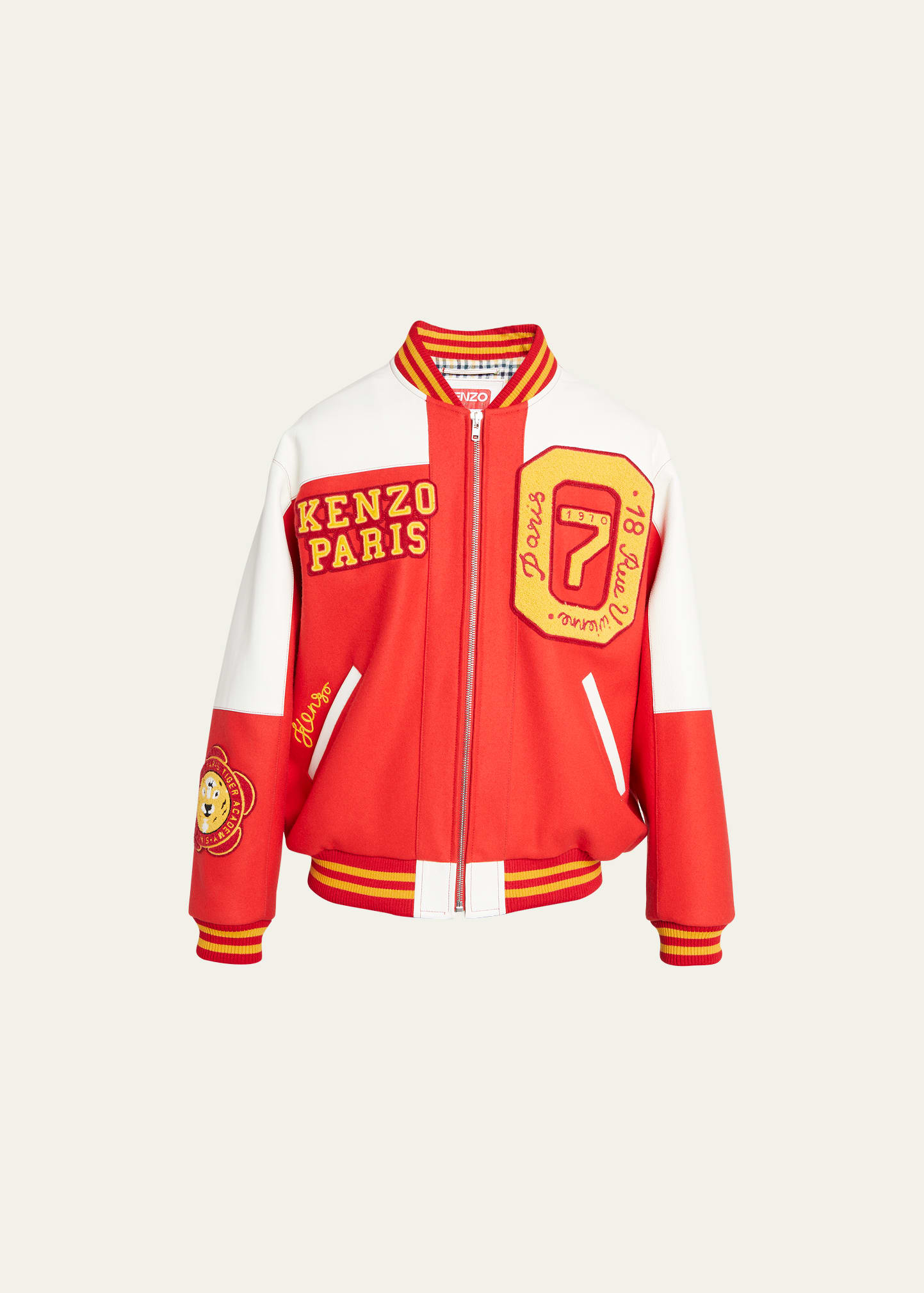 Kenzo Tiger Academy Logo-patch Bomber Jacket In Cherry