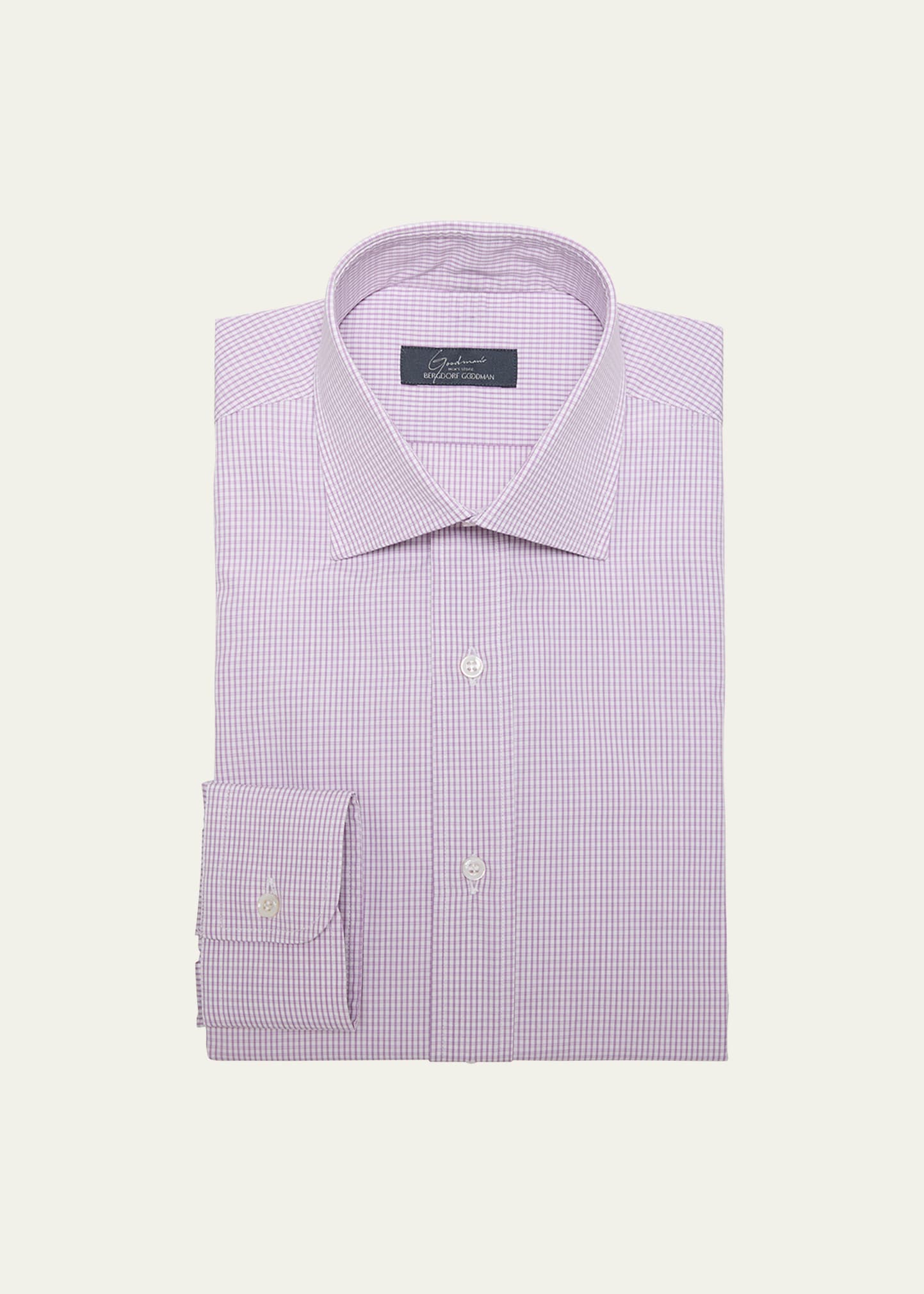 Bergdorf Goodman Men's Micro-check Cotton Dress Shirt In Prpl