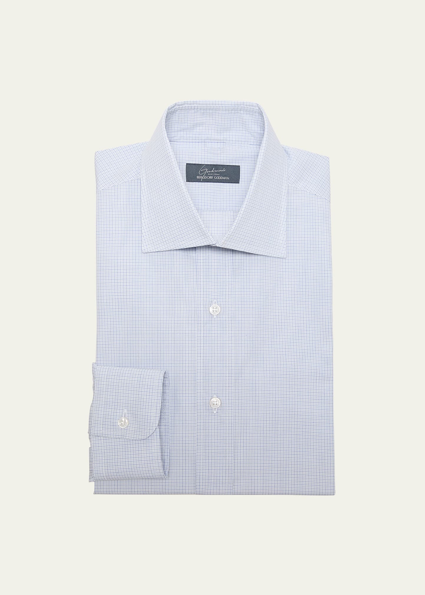 Bergdorf Goodman Men's Micro-check Cotton Dress Shirt In Blu