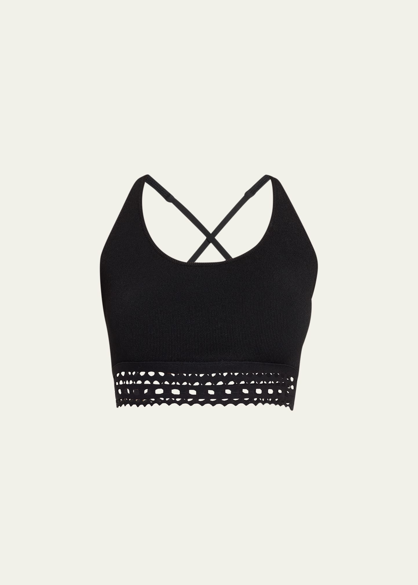 Shop Alaïa Vienne Lasercut Crossover Bra Top In Noir Alaia