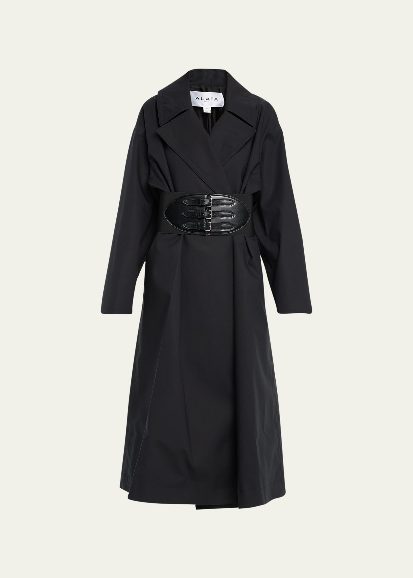 Alaïa Belted Cotton-blend Canvas Trench Coat In Black