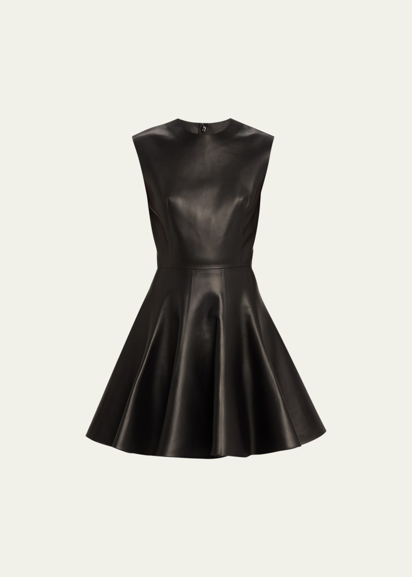 ALAÏA LEATHER MINI SKATER DRESS