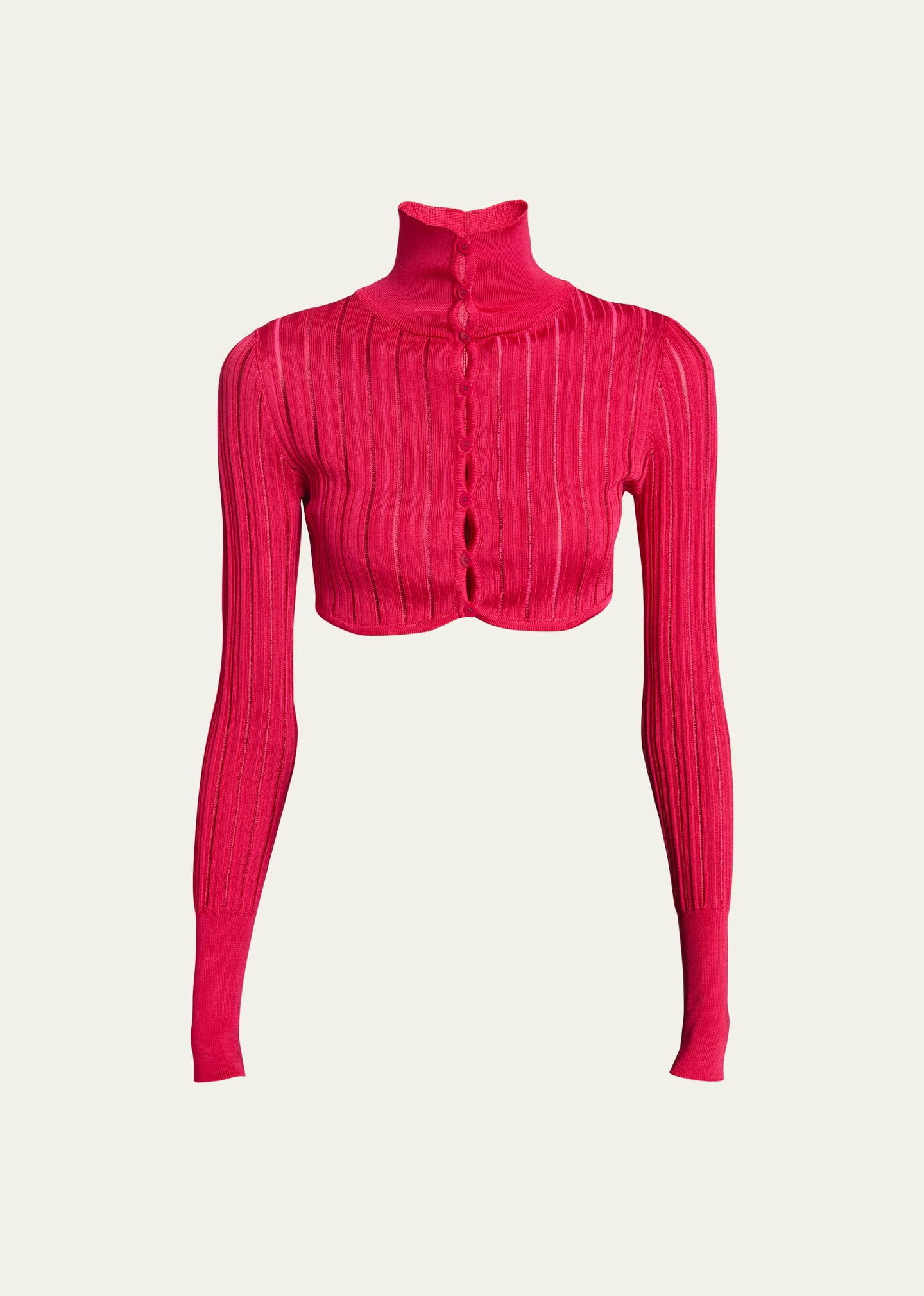 ALAÏA CROPPED CRINO BUTTON-FRONT CARDIGAN TOP