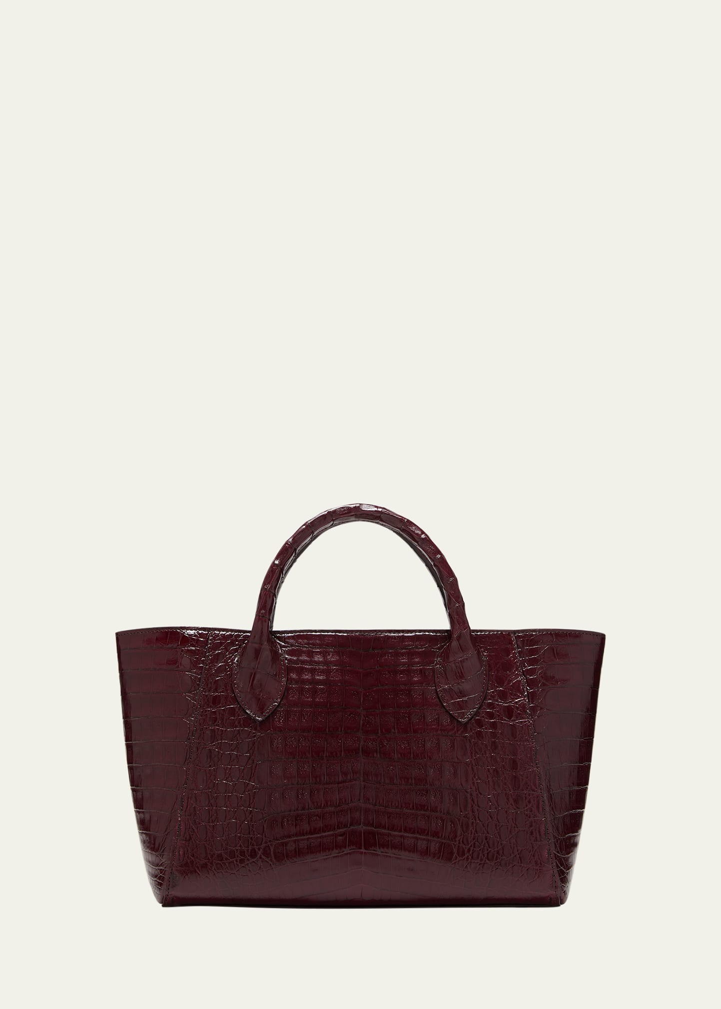 Brown drawstring bucket bag. Crocodile, Glazed, Gold. ALESSIA