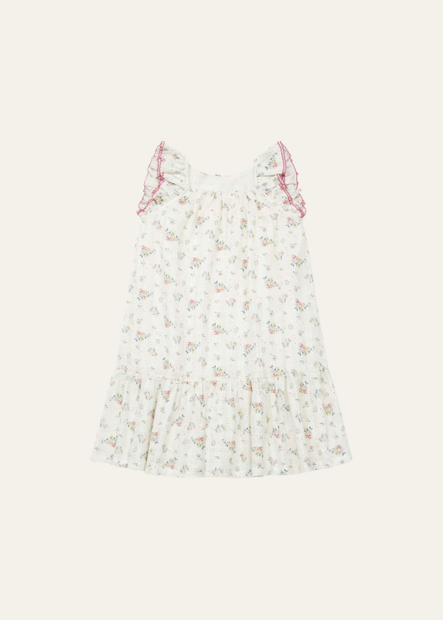 Bonton Girl's Floral-Print Drop Waist Dress, Size 4-12