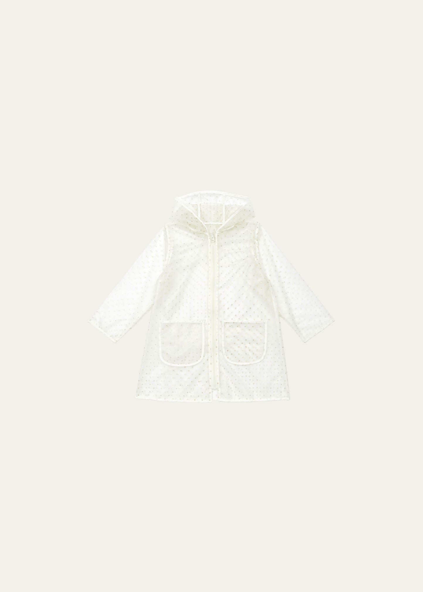 Bonton Girl's Impermeable Polka-Dot Print Rain Coat, Size 4-12