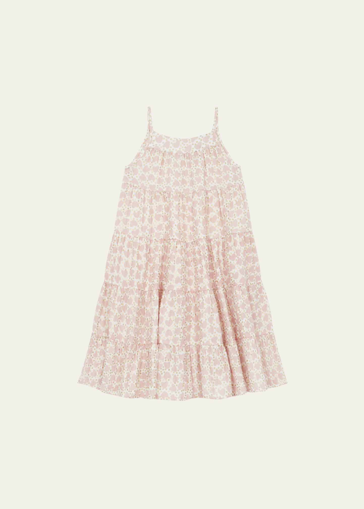 Bonton Girl's Heart-Print Drop Waist Dress, Size 4-12