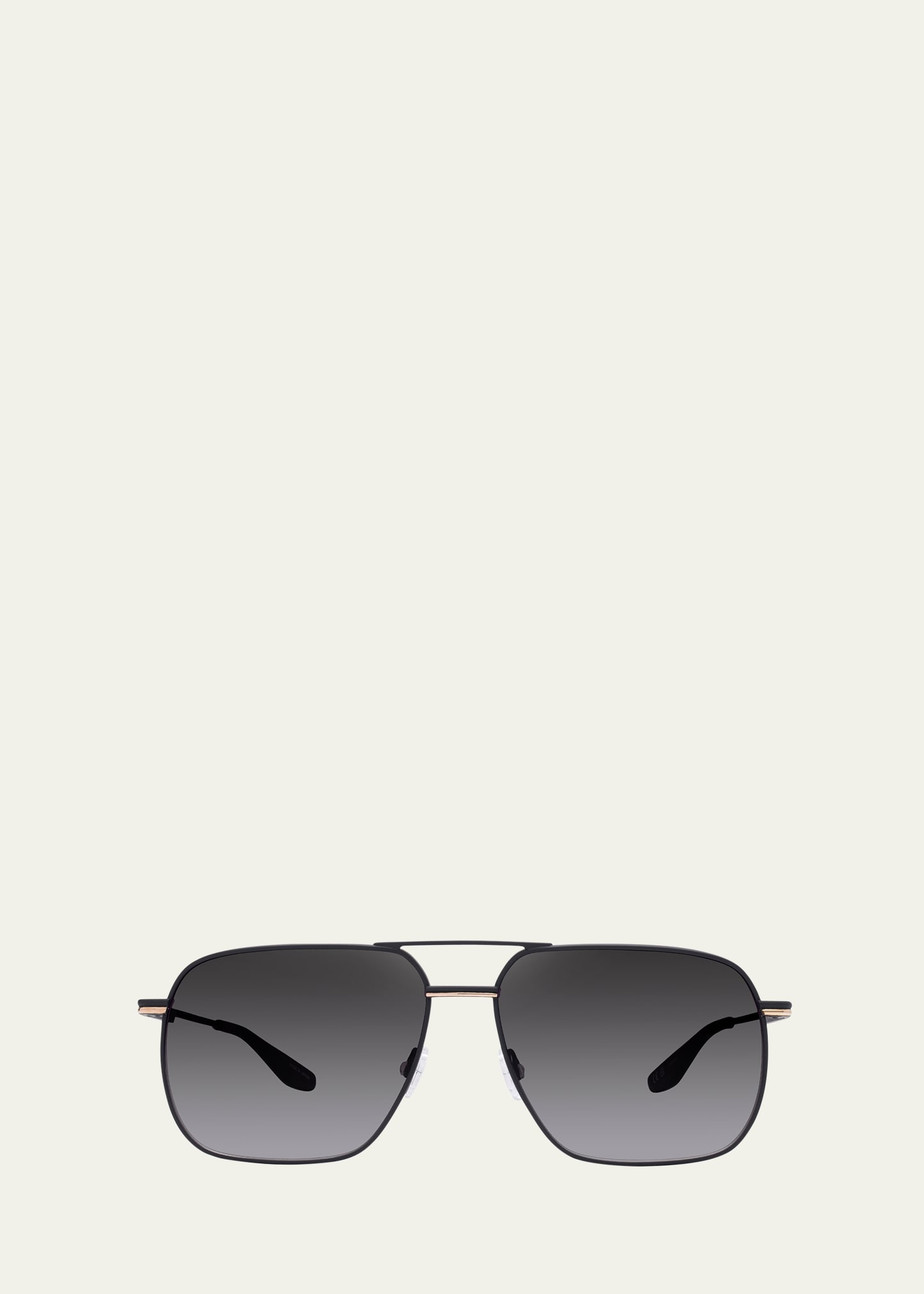 Shop Barton Perreira Men's Royale Titanium Aviator Sunglasses In Black Satin/gold/