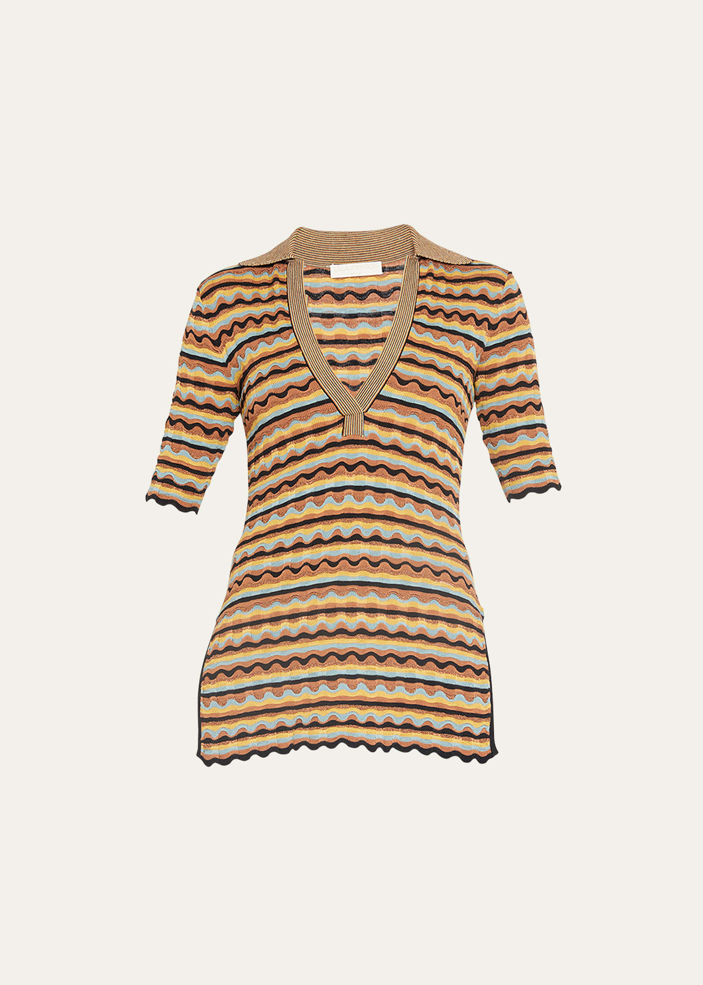 Felix Striped Cotton & Silk V-Neck Top