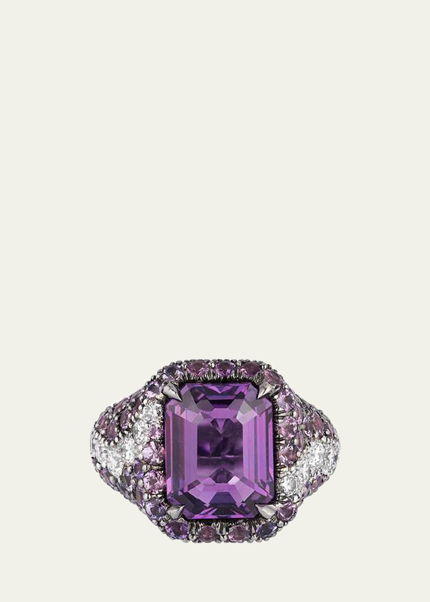 Bayco Black Gold Ring With Purple Sapphire And Diamonds