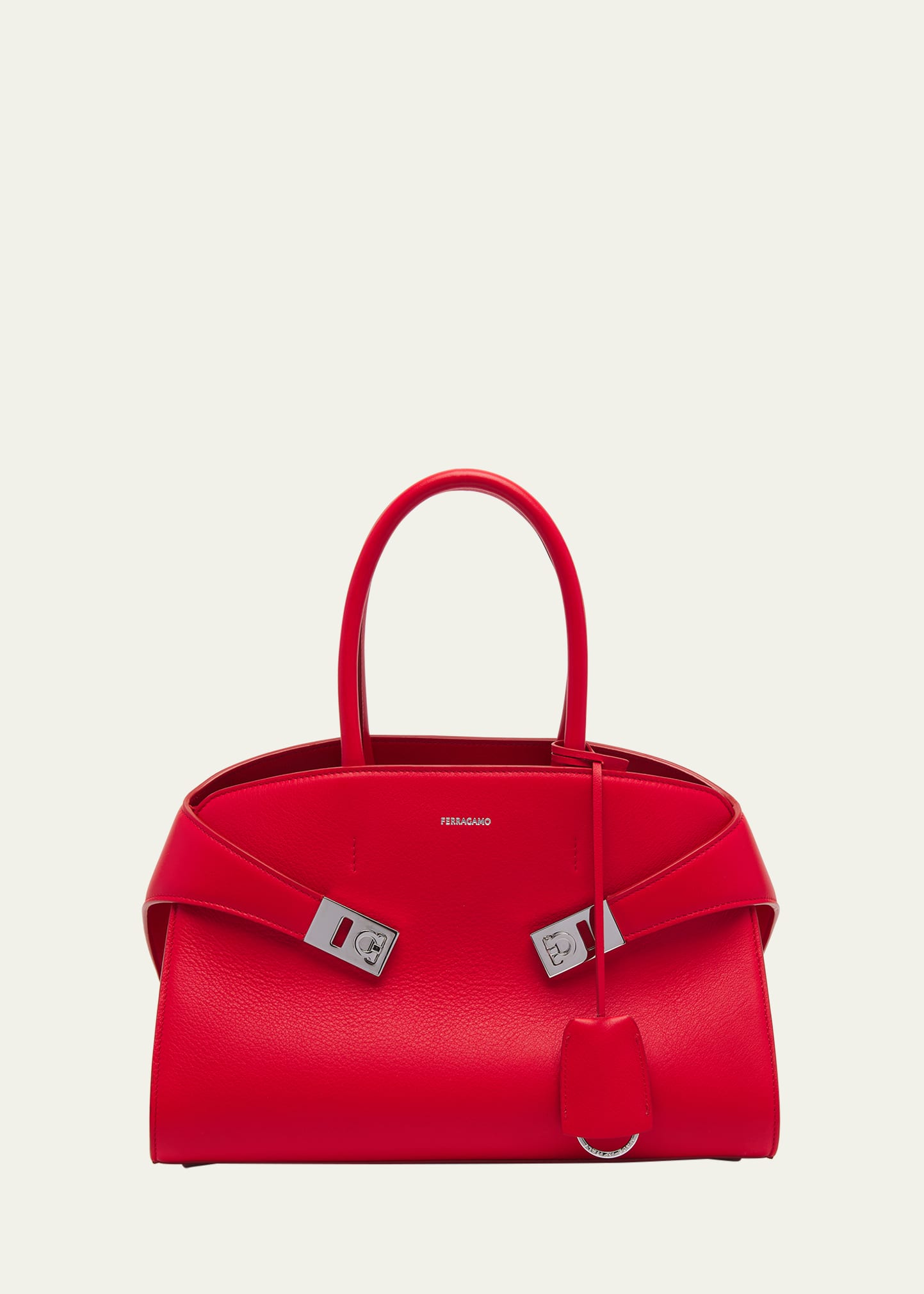Ferragamo Hug Small Leather Top-handle Bag In Flame Red
