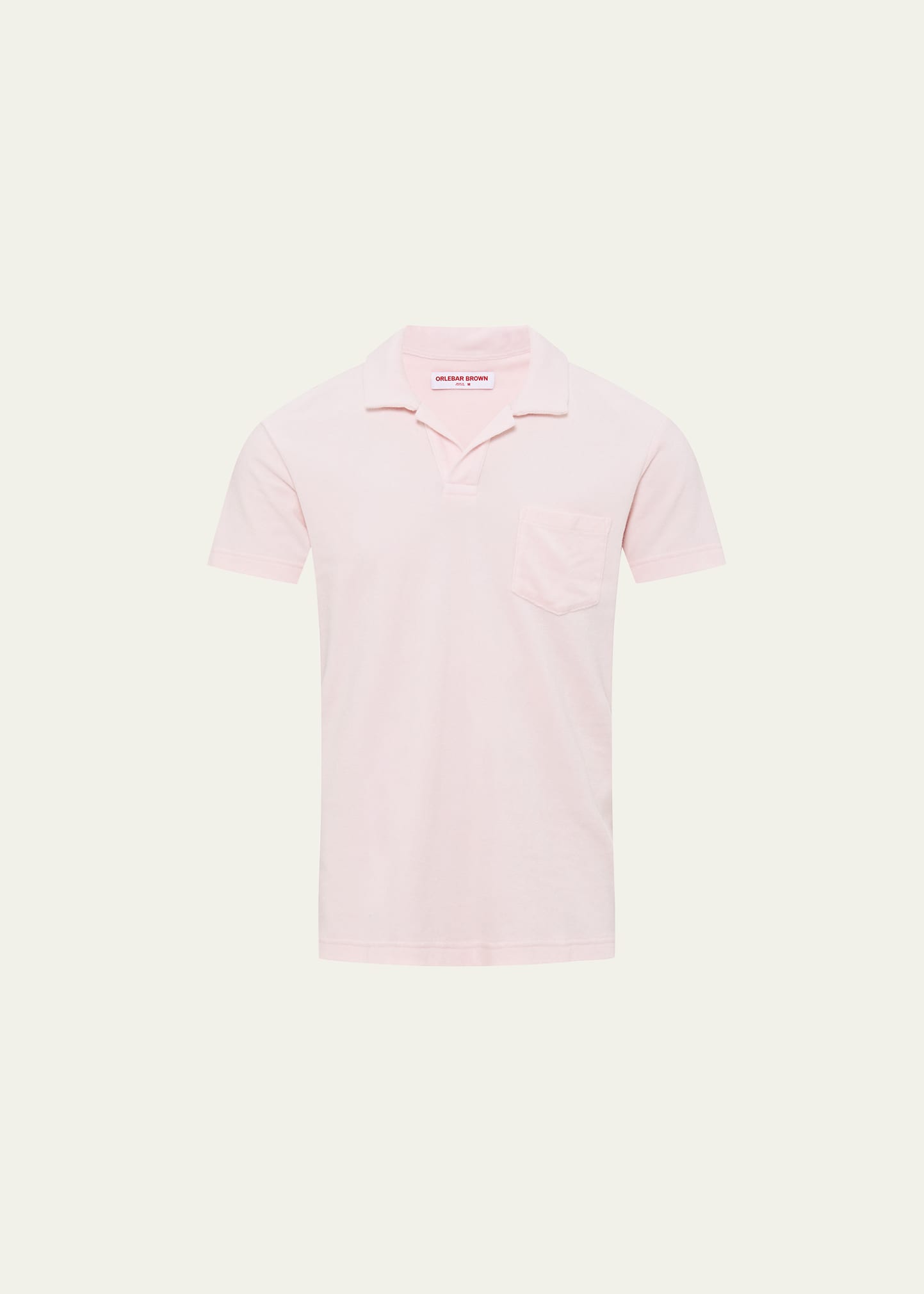 Shop Orlebar Brown Men's Terry Toweling Polo Shirt In Rose