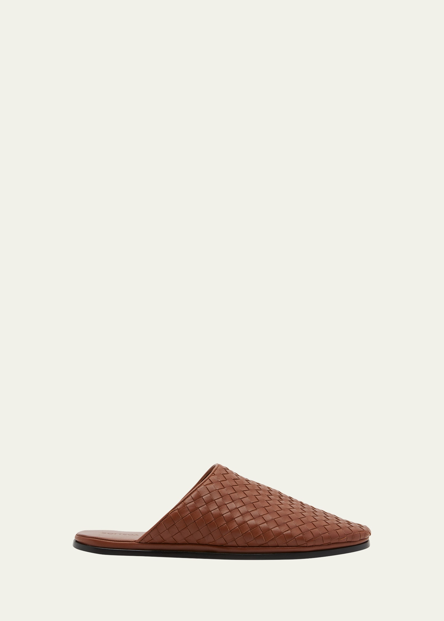 Shop Bottega Veneta Men's Sunday Open-back Intrecciato Leather Slippers In Brown Sugar