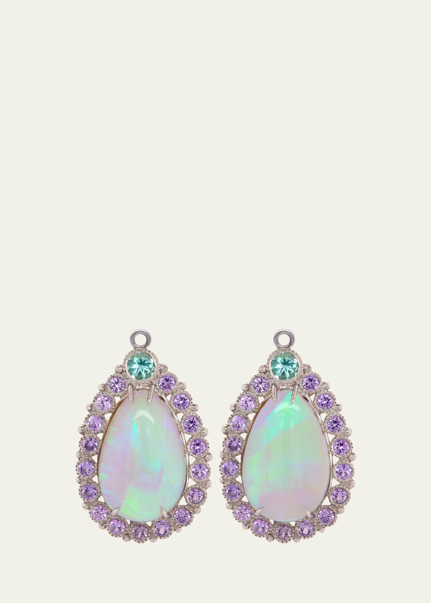 Platinum Earring Enhancers with Opal and Sapphires