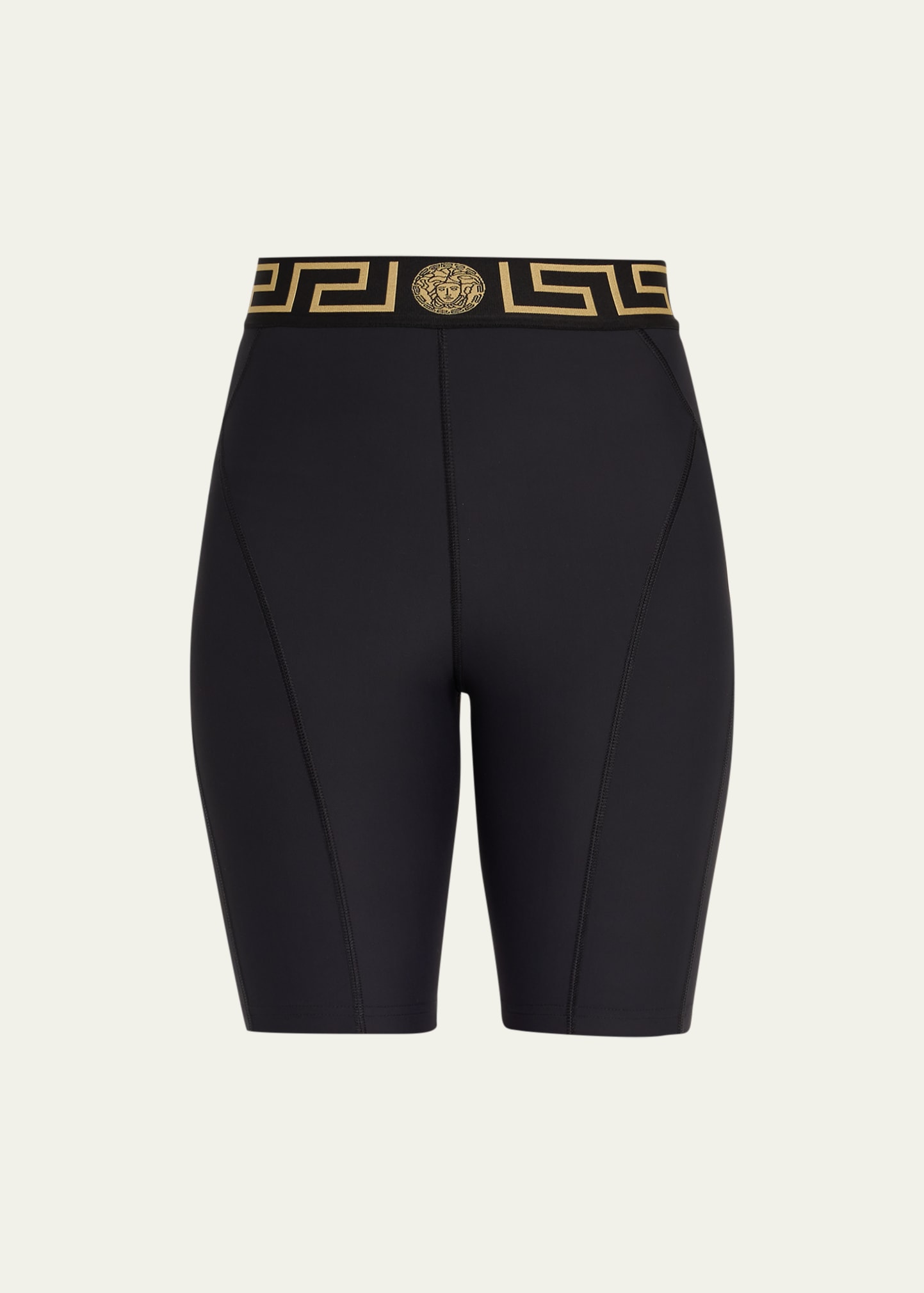 Shop Versace Greca Bike Shorts In Black