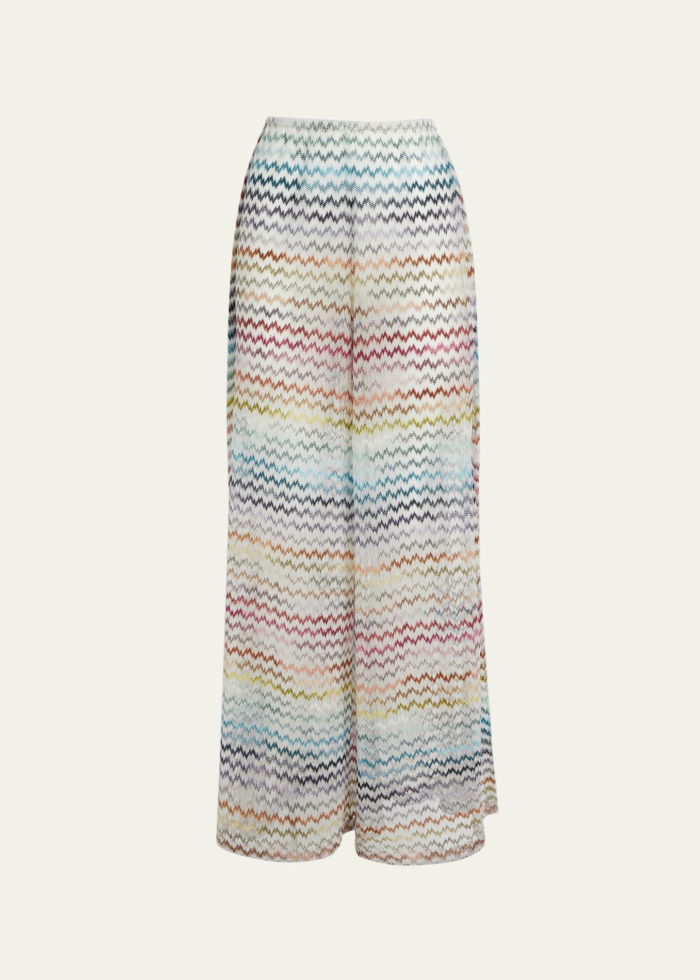 Chevron-Knit Wide-Leg Pants