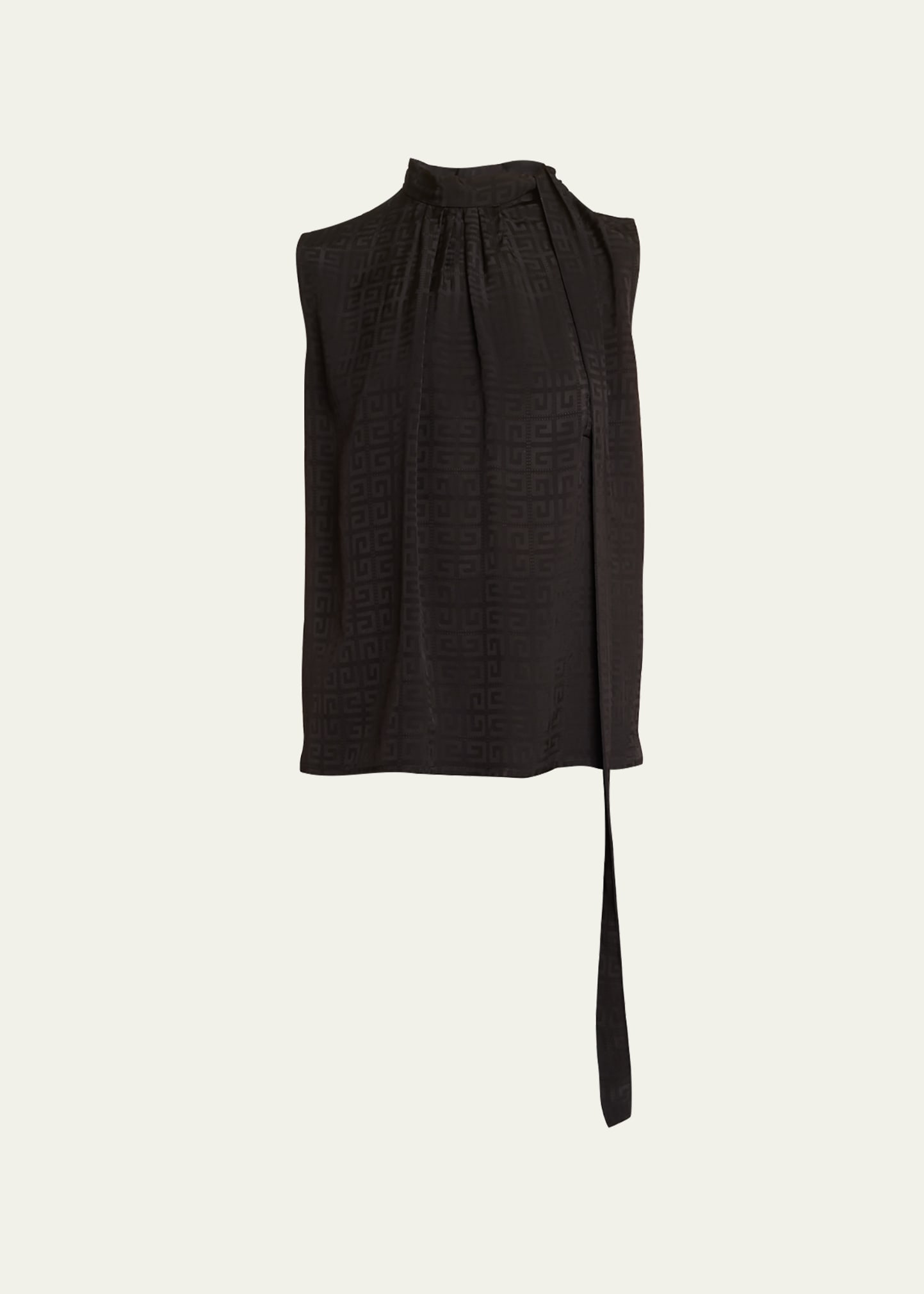 Shop Givenchy Mini 4g Logo Silk Blouse With Tie Neck In Black