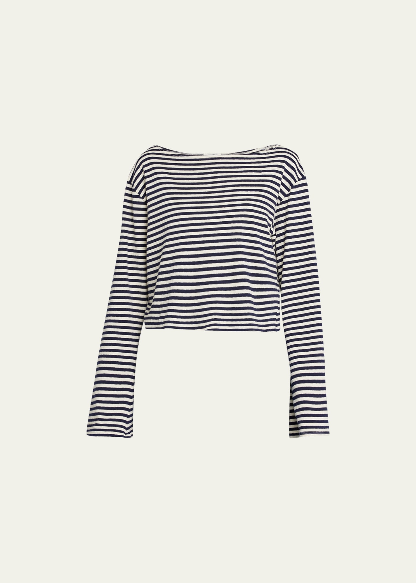 Mother The Skipper Bell Striped Top In Navy Stripe
