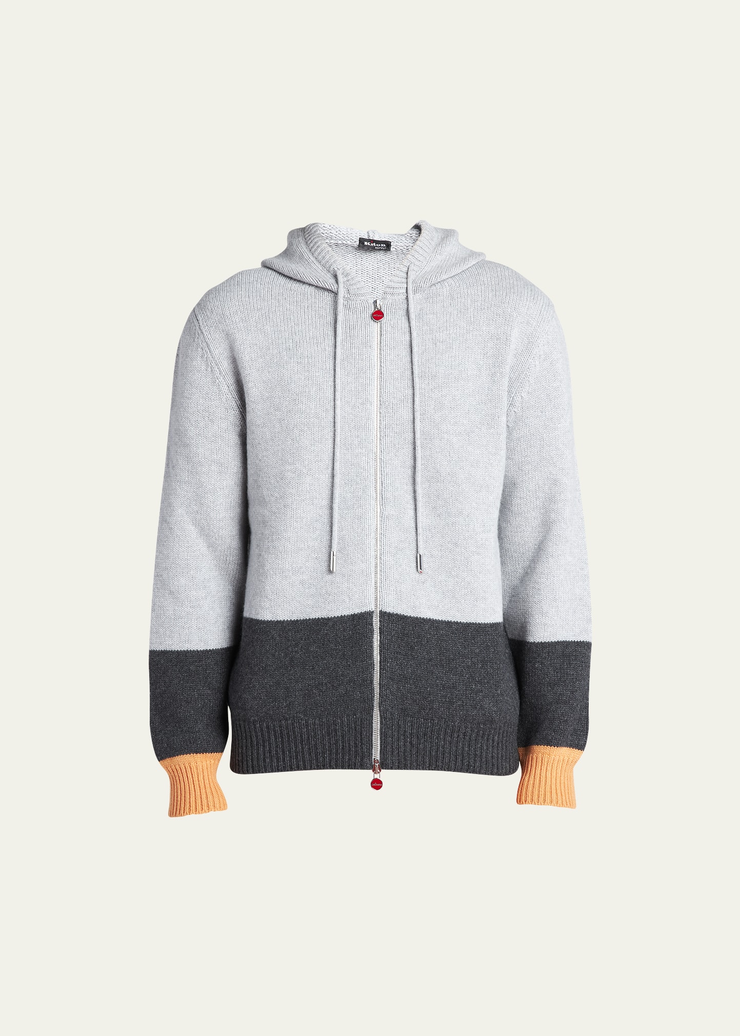 Men's Cashmere Zip-Front Colorblock Sweater