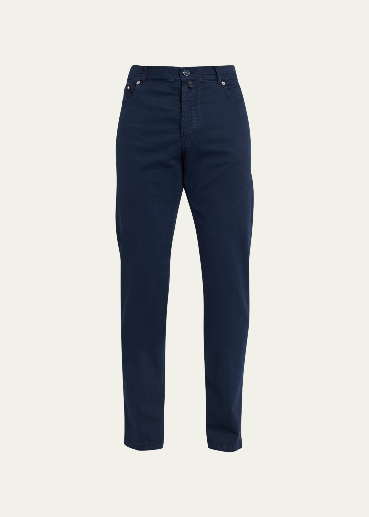 Shop Kiton Men's Solid Cotton-cashmere Jeans In Navy