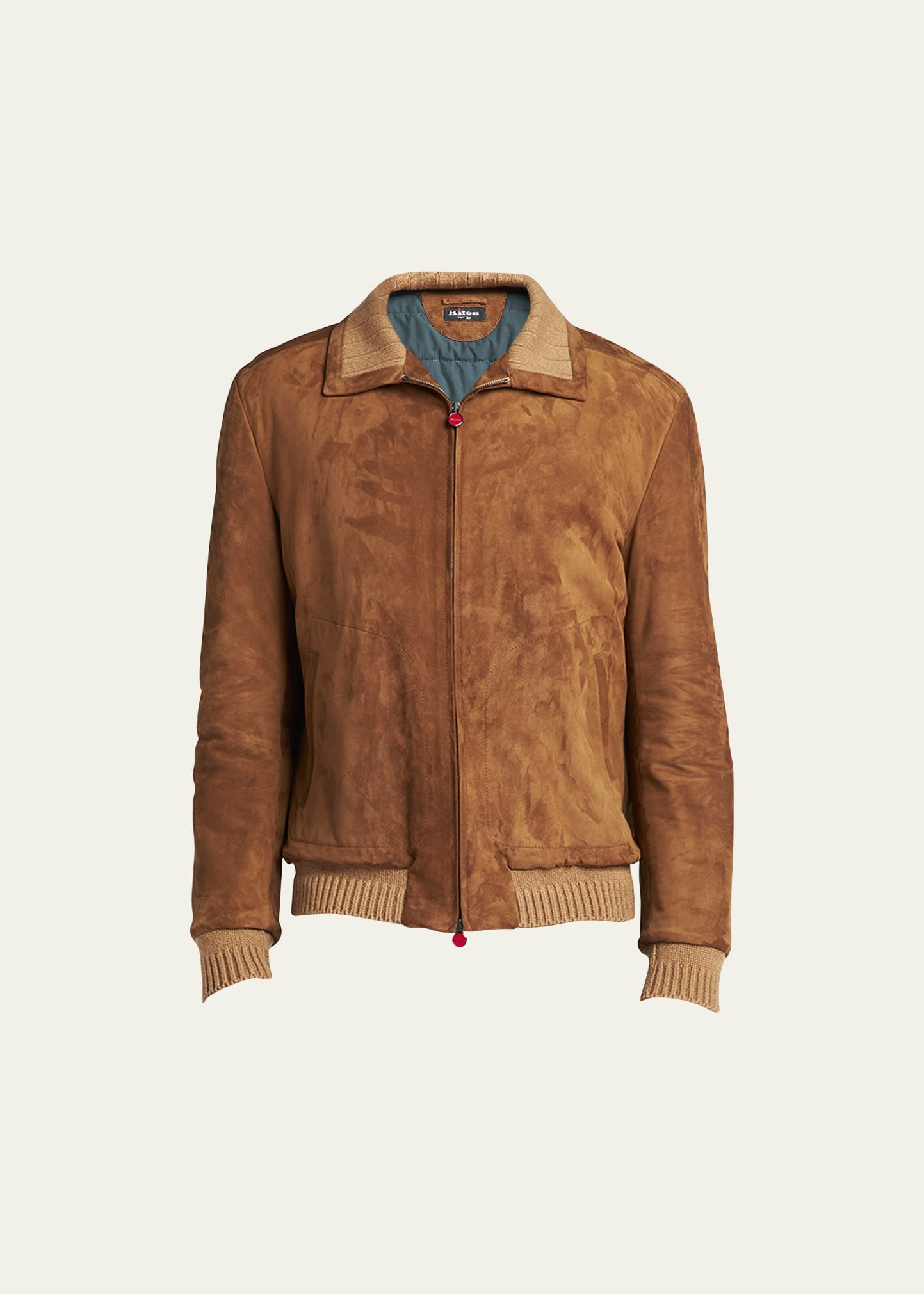 Men's Suede Zip-Front Bomber Jacket