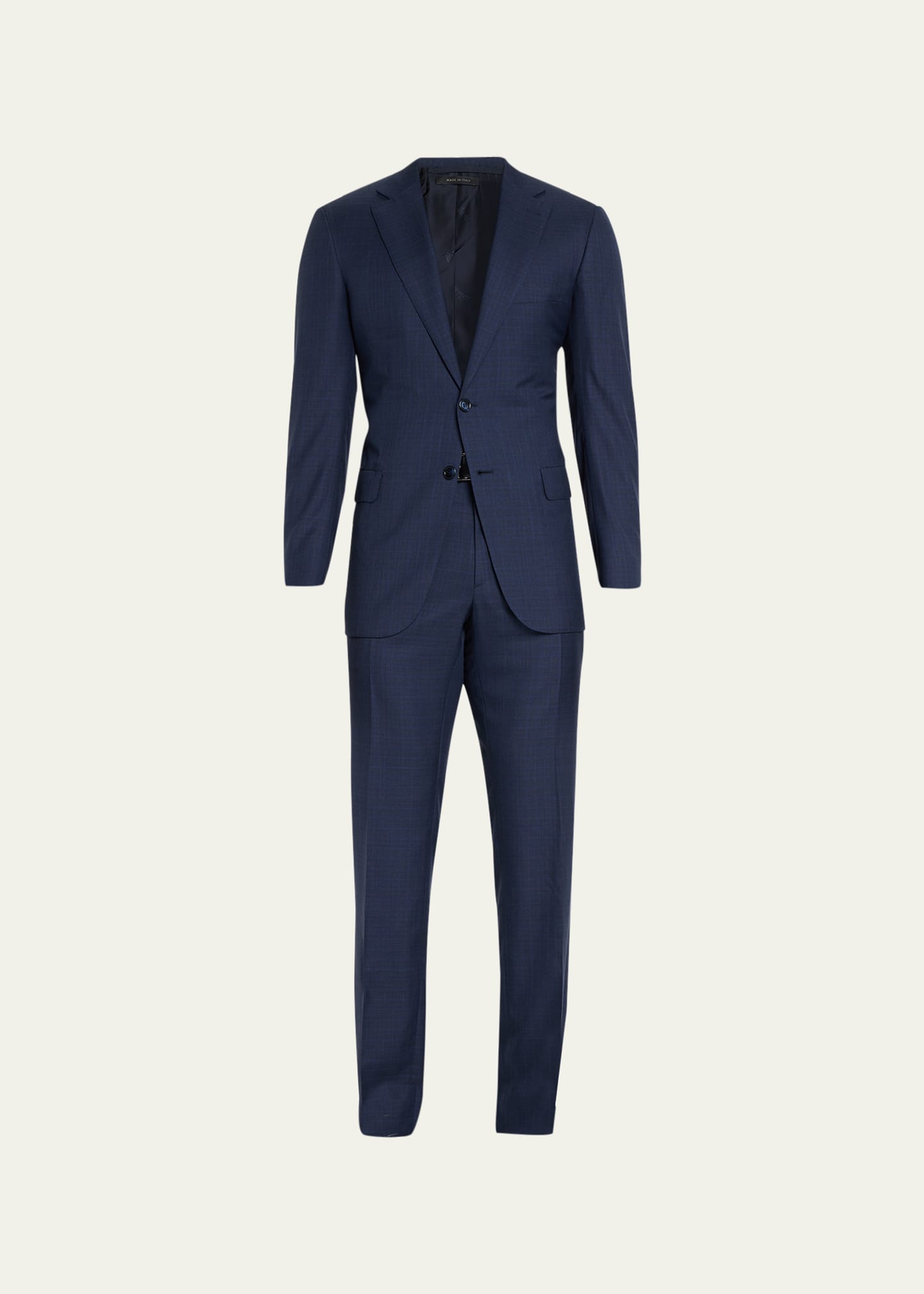 Men's Super 150s Wool-Silk Plaid Suit